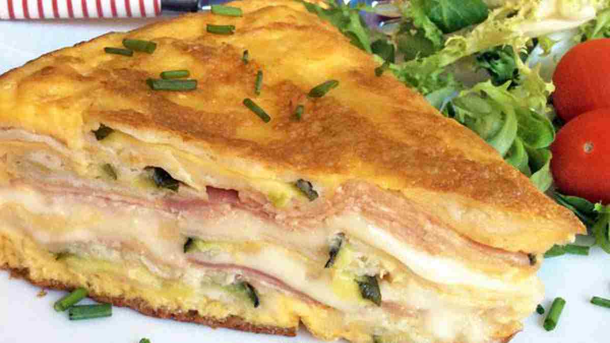 Omelette crêpe jambon-fromage